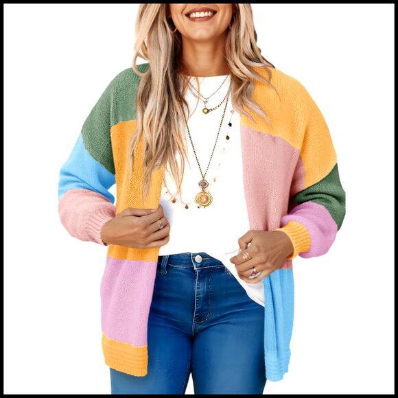 Sweaters - Oversized Chunky Knit Cardigan Open Front Sweater Long Sleeve Loose Fit